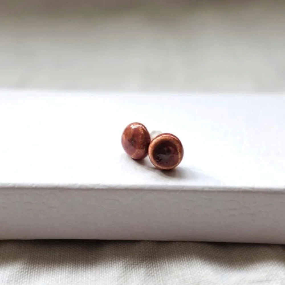 Brown Ceramic Stud Earrings